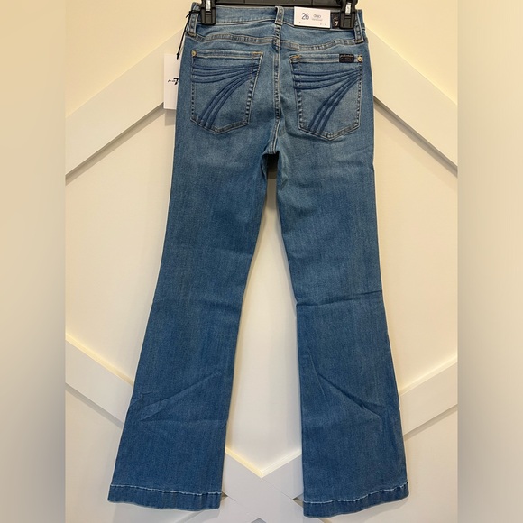 7 For All Mankind Dojo Original Jeans Trouser NWT Size 26 7FAMK Blue Stitching - Picture 8 of 11